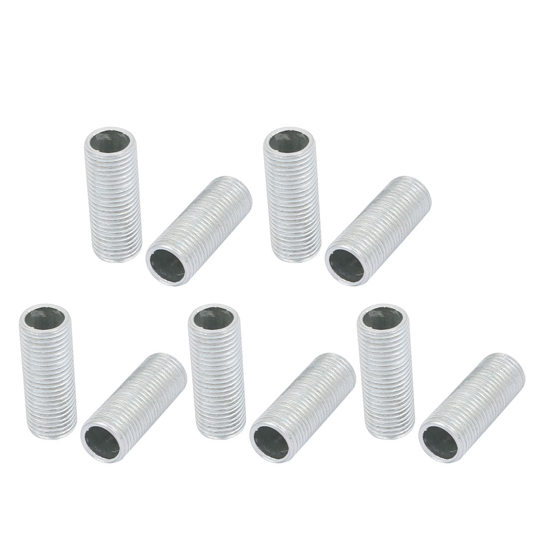 uxcell Uxcell 10Pcs M10 1mm Pitch Threaded Zinc Plated Pipe Nipple Lamp Parts 25mm Long