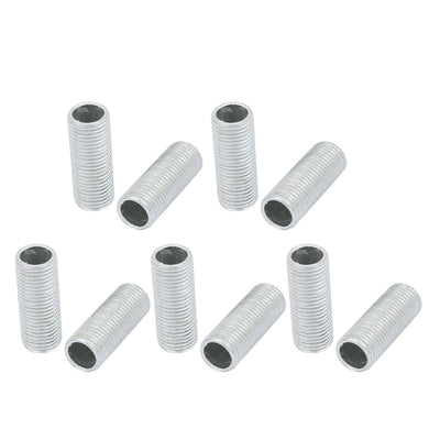 Harfington Uxcell 10Pcs M10 1mm Pitch Threaded Zinc Plated Pipe Nipple Lamp Parts 25mm Long