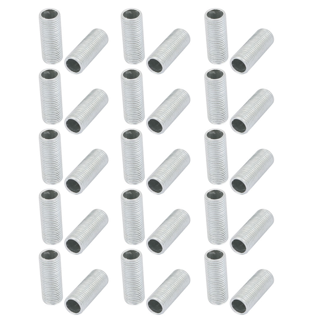 uxcell Uxcell 30Pcs M10 Full Threaded Lamp Nipple Straight Pass-Through Pipe Connector 25mm Length