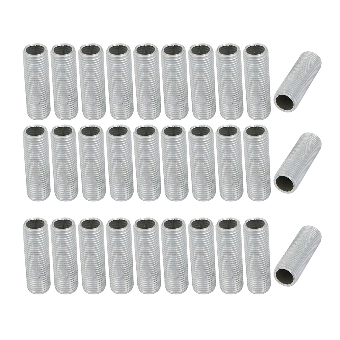 uxcell Uxcell 30Pcs M10 Full Threaded Lamp Nipple Straight Pass-Through Pipe Connector 30mm Length