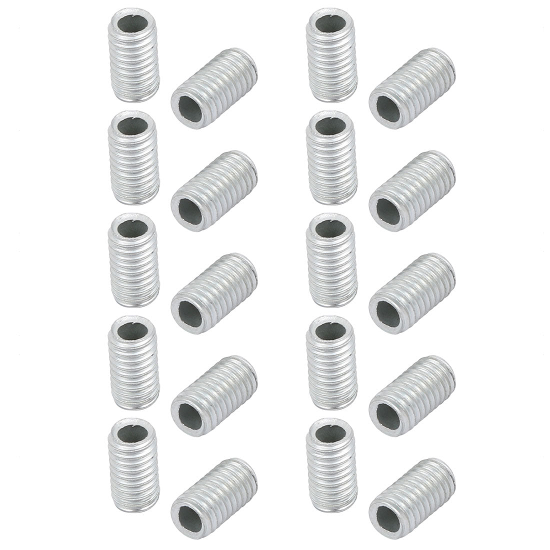 uxcell Uxcell 20pcs Metric M6 Thread Zinc Plated Hollow Pipe Nipple Lamp Repair Part 10mm Long
