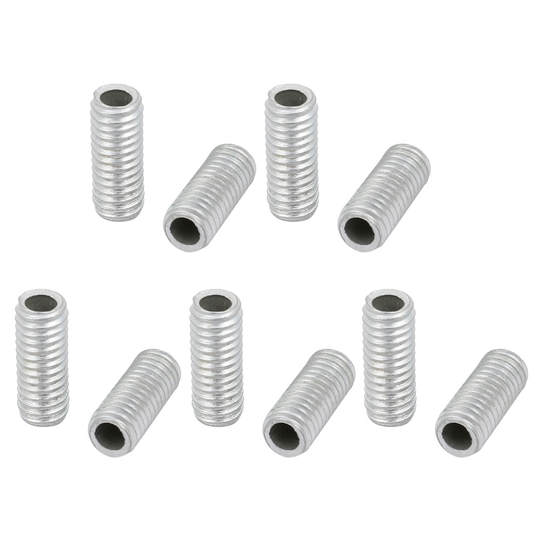 uxcell Uxcell 10Pcs M6 Full Threaded Lamp Nipple Straight Pass-Through Pipe Connector 15mm Length