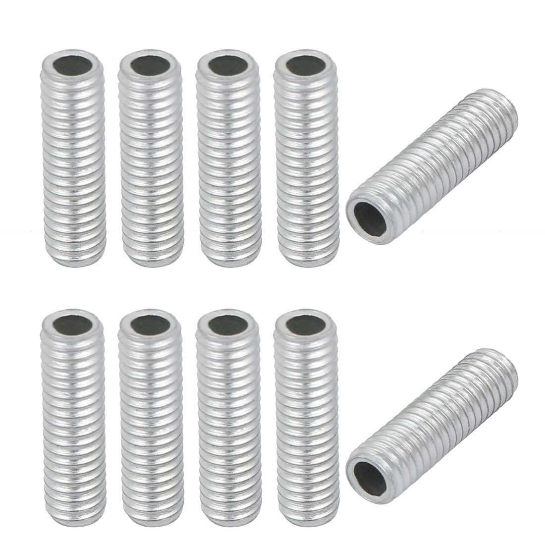 uxcell Uxcell 10Pcs M6 Full Threaded Lamp Nipple Straight Pass-Through Pipe Connector 20mm Length