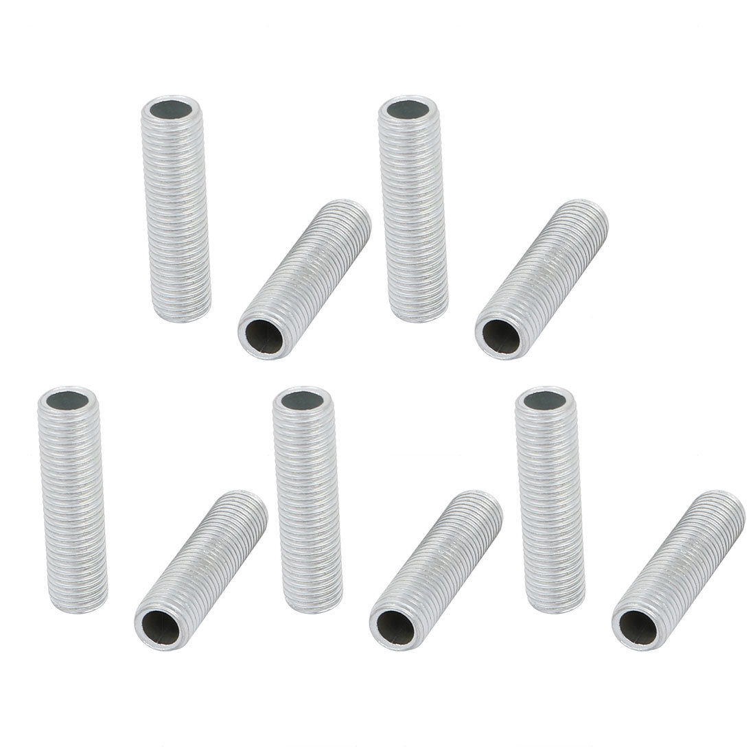 Uxcell 10Pcs M8 Full Threaded Lamp Nipple Straight Pass-Through Pipe ...