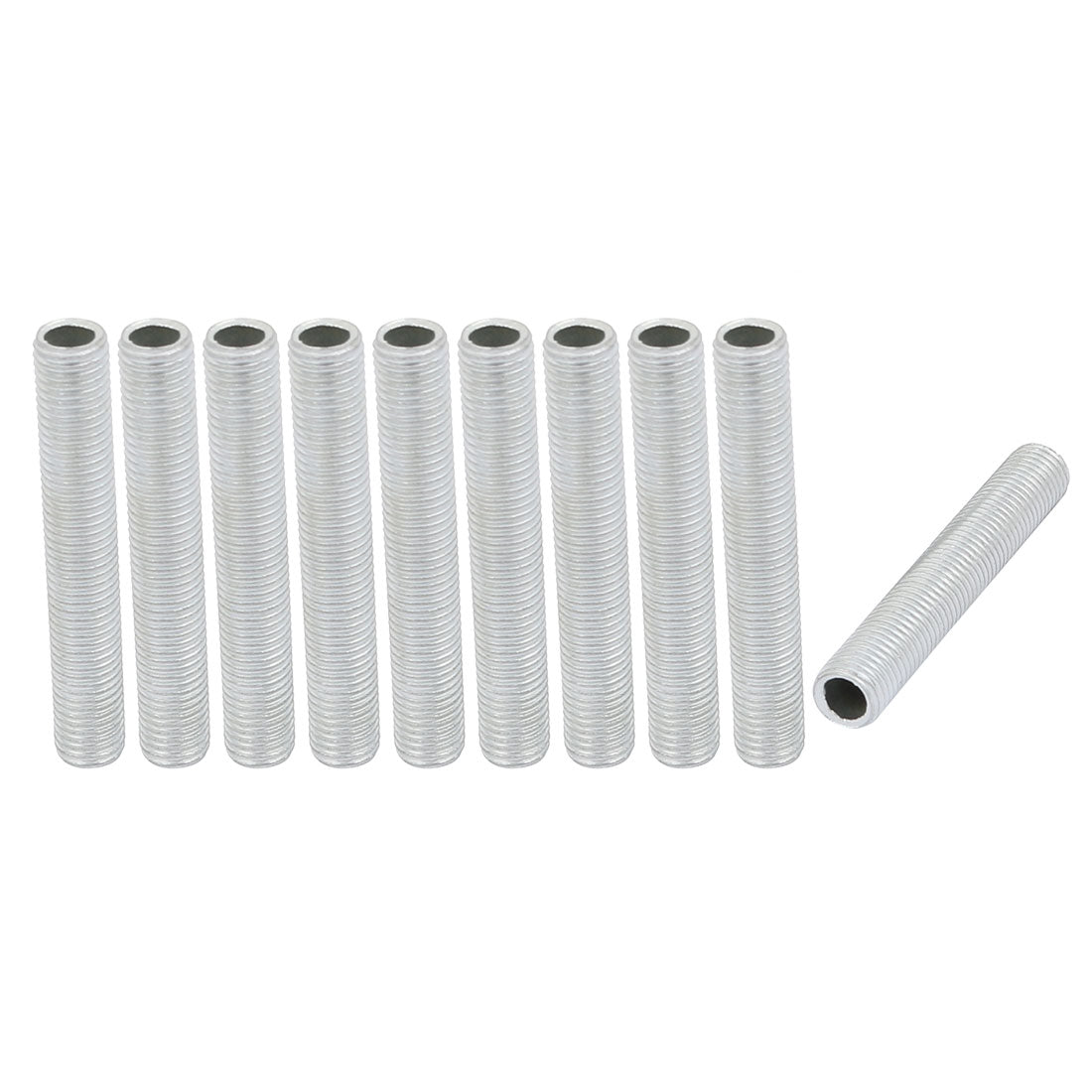 uxcell Uxcell 10Pcs M8 1mm Pitch Threaded Zinc Plated Pipe Nipple Lamp Parts 50mm Long