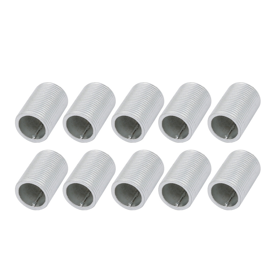 uxcell Uxcell 10Pcs M14 Full Threaded Lamp Nipple Straight Pass-Through Pipe Connector 20mm Length