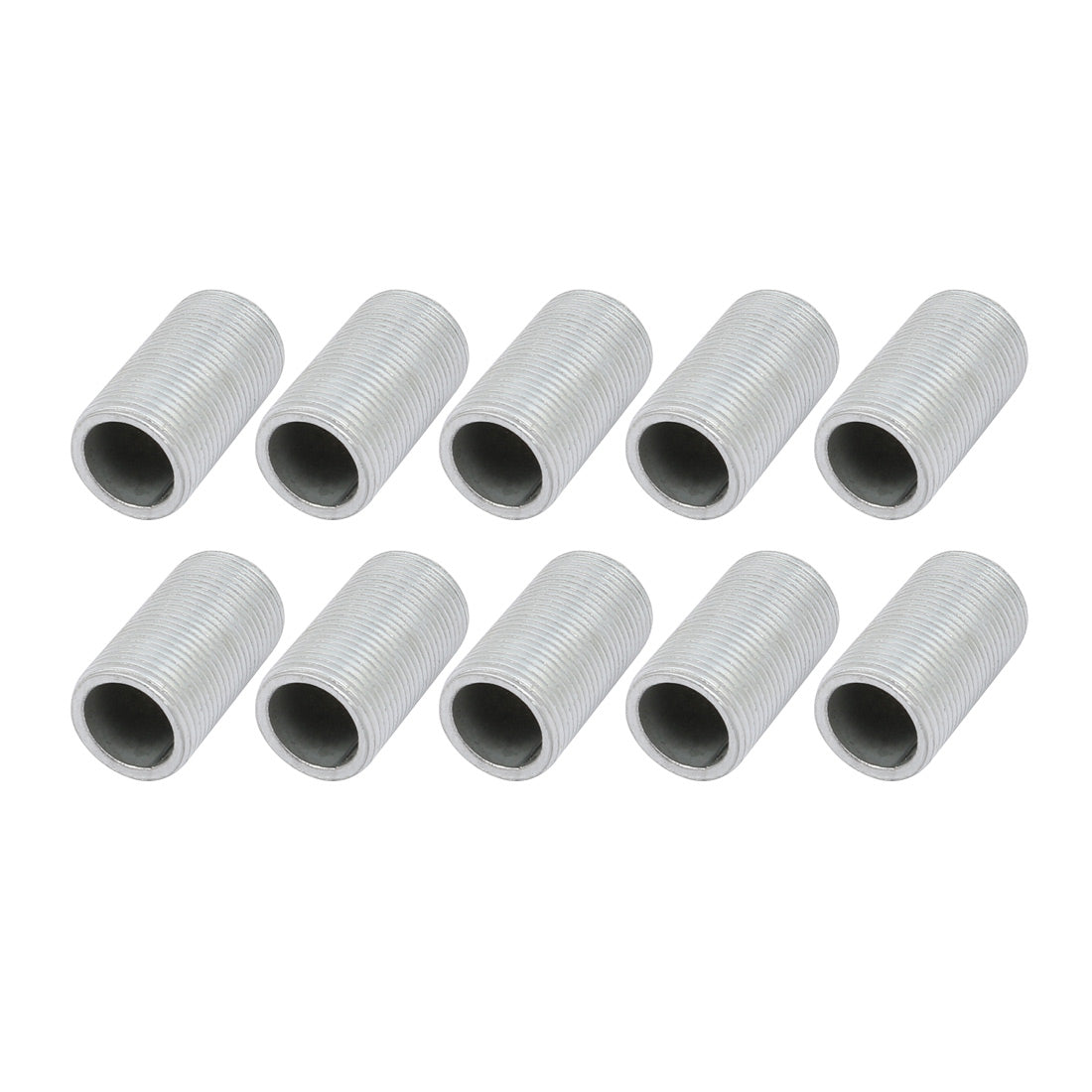 uxcell Uxcell 10Pcs M14 Full Threaded Lamp Nipple Straight Pass-Through Pipe Connector 25mm Length