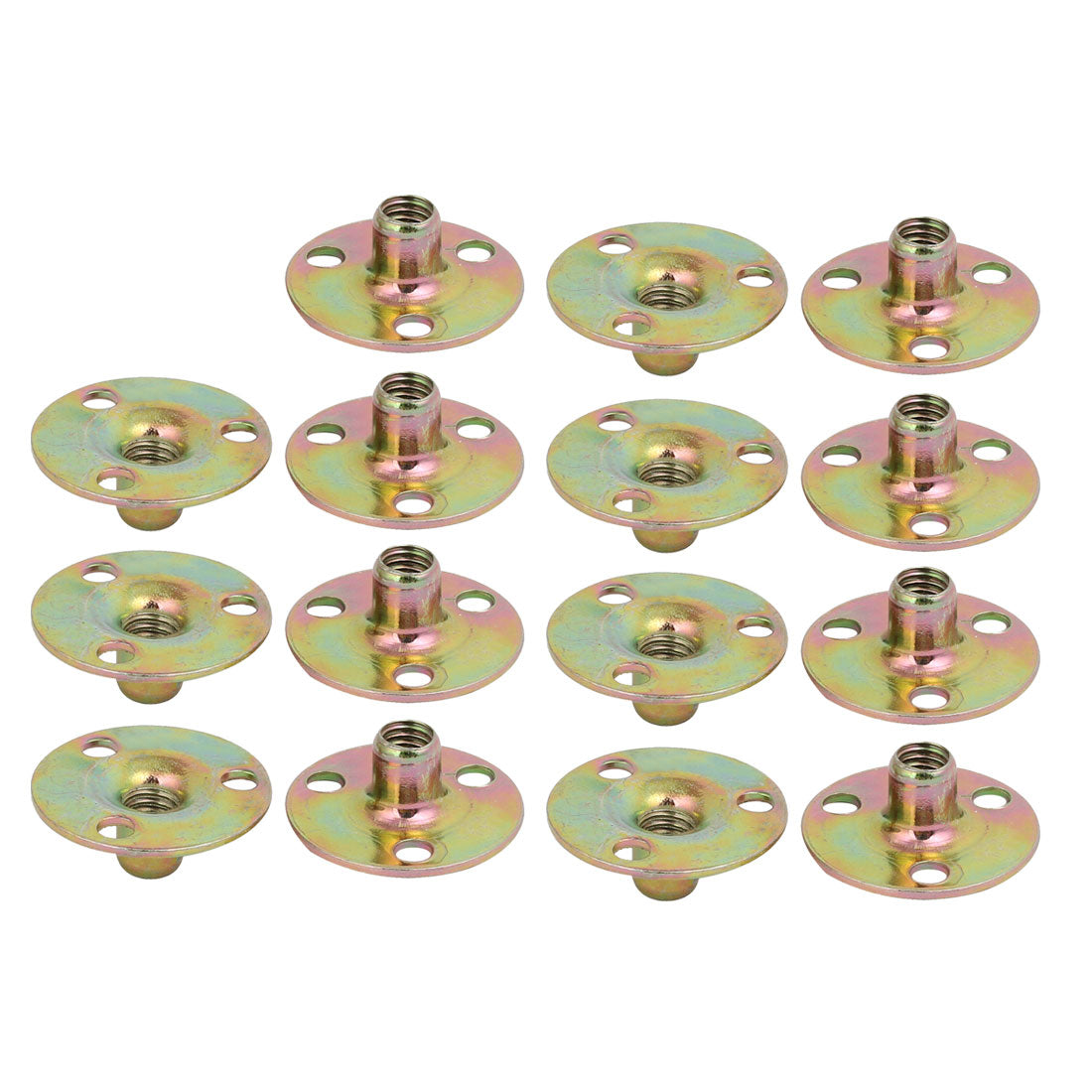 Furniture Screw Inserts Heyous 4PCS 3/8Inch-16 Colour Zinc Carbon Steel Round Base Screw In T Nut Furniture Hardware Insert Internal Threaded T Nut For Indoor And Outdoor Household Appliance And Furniture Inset