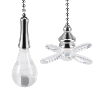Harfington Uxcell 1Set Glass Clear Fan Bulb Pendant with 6 inch argenté Tone Pull Chain