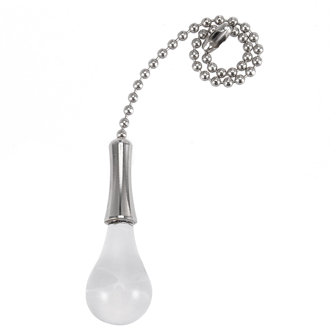 uxcell Uxcell 1Set Glass Clear Fan Bulb Pendant with 6 inch argenté Tone Pull Chain