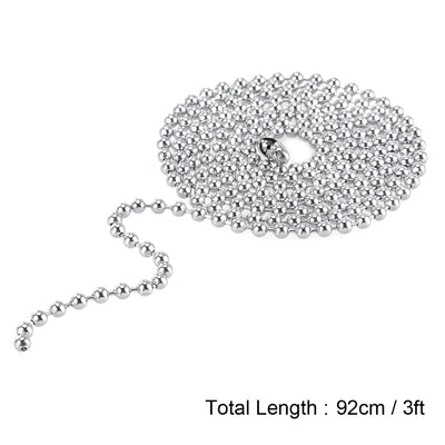 Harfington Uxcell Stainless Steel 3 Feet Long Ball Bead Chain Clasp Keychain for Ceiling Fan