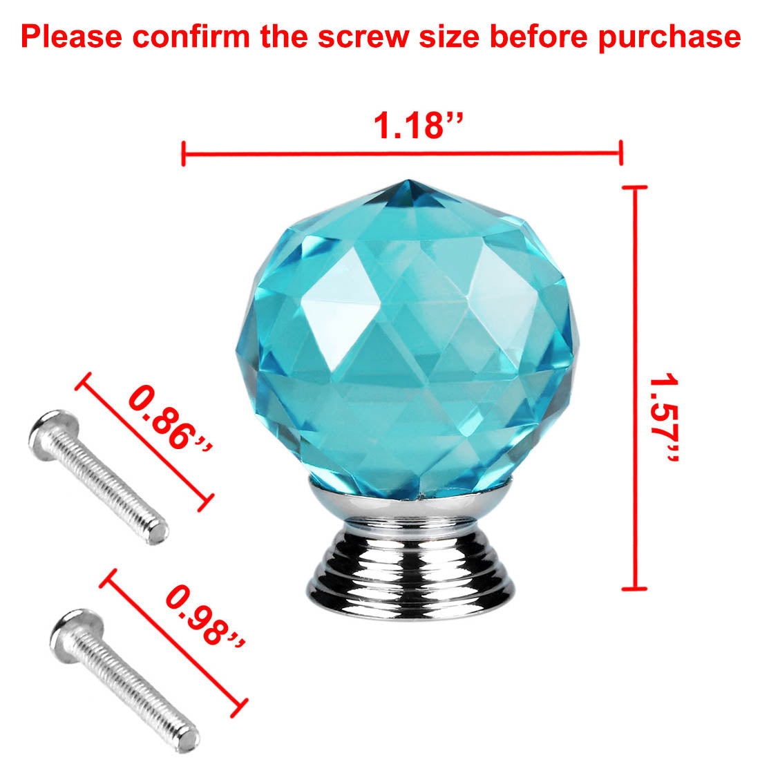 uxcell Uxcell 30mm Crystal Glass Drawer Knobs Cabinet Pull Handle Round Sky Blue 10pcs