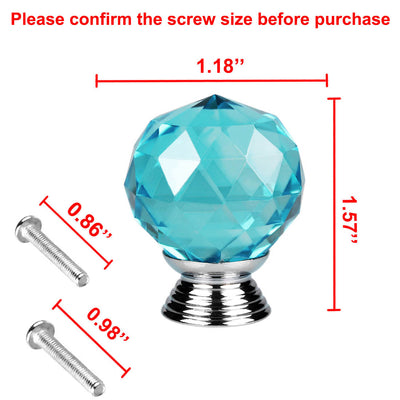 Harfington Uxcell 30mm Crystal Glass Drawer Knobs Cabinet Pull Handle Round Sky Blue 10pcs