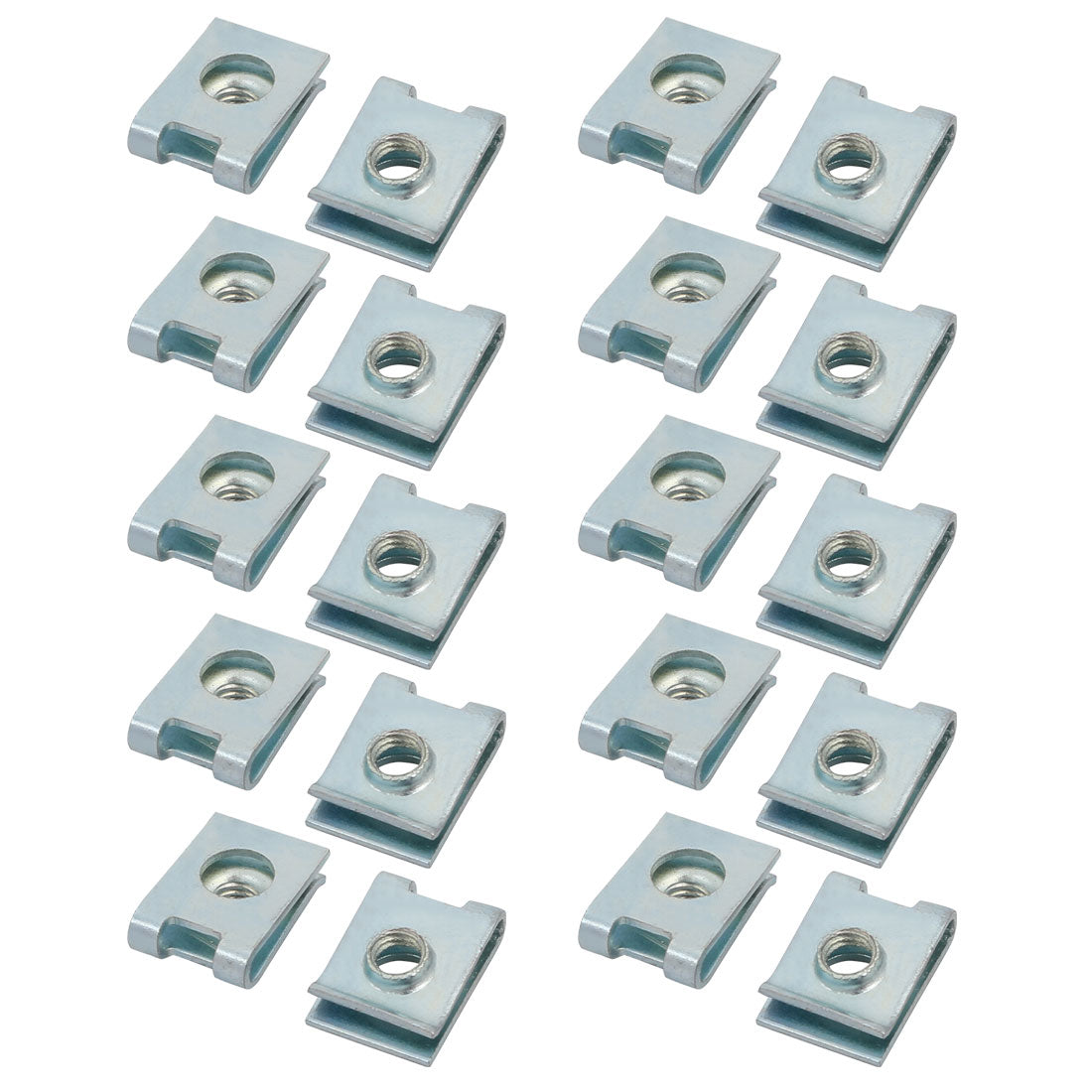 uxcell Uxcell M4 14mmx10mm Iron White Zinc Plated Extruded U Nut Clip 20pcs