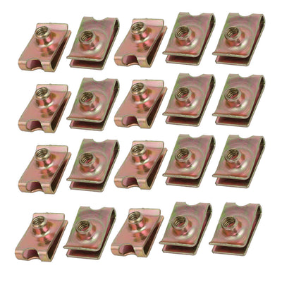 Harfington Uxcell 20pcs Speed Fastener Extruded U Nut Clip Zinc Plated Brass Tone for M6 Screw Bolt