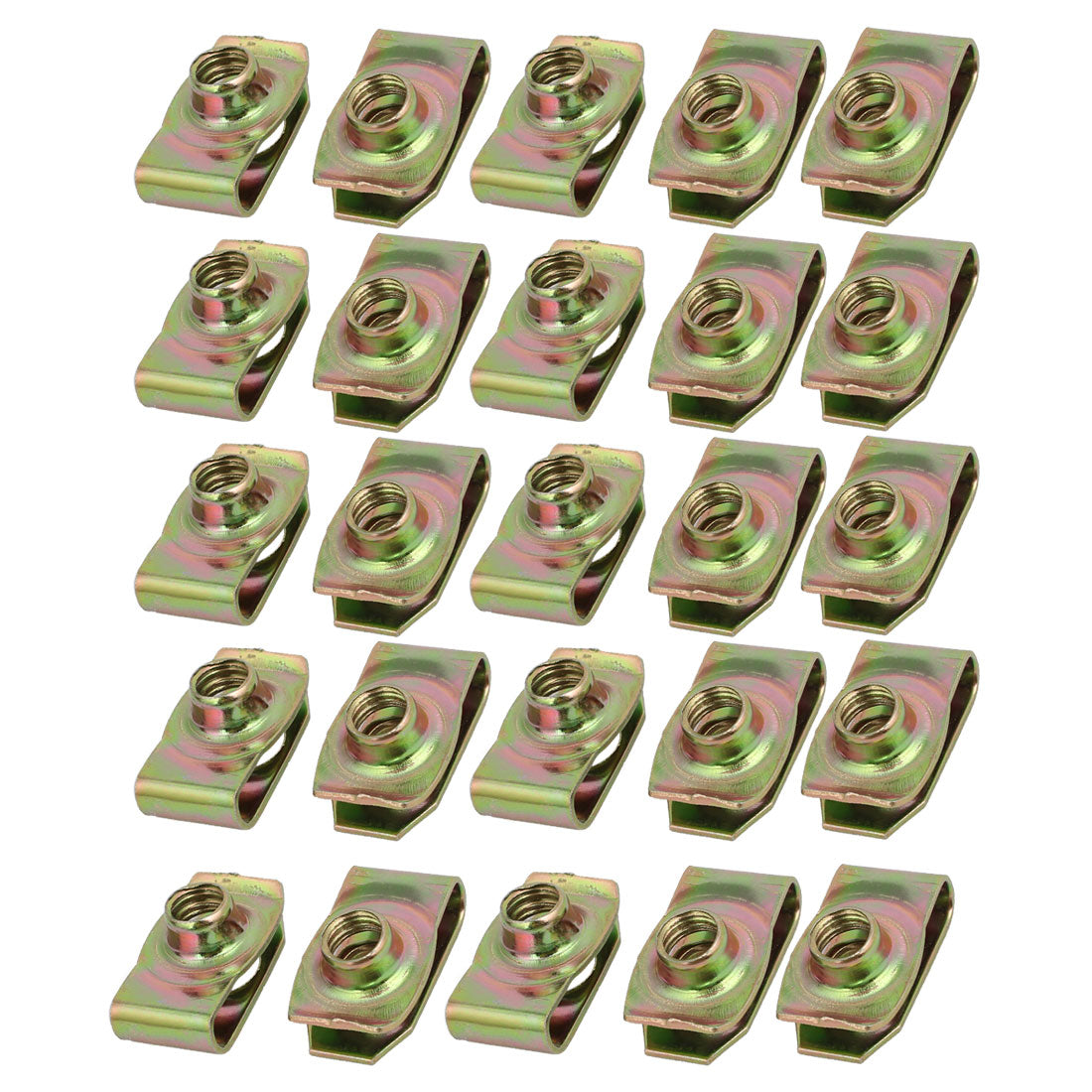 Uxcell 25pcs Spring Steel Speed Fastener Extruded U Nut Brass Tone for ...