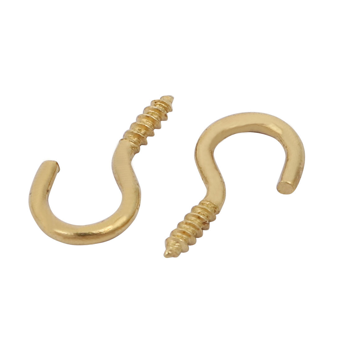 uxcell Uxcell 1.9mm Dia Thread 16mm Length Iron Brass Plated Self-Tapping Screw Hook 100pcs