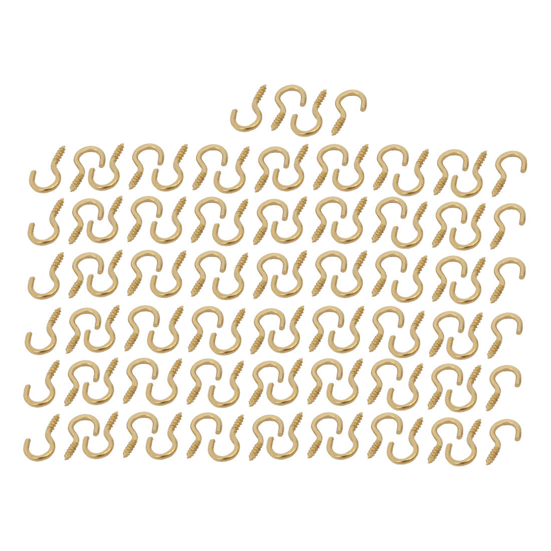 uxcell Uxcell 1.9mm Dia Thread 16mm Length Iron Brass Plated Self-Tapping Screw Hook 100pcs