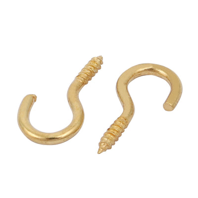 Harfington Uxcell 2.2mm Dia Thread 20mm Length Iron Brass Plated Self-Tapping Screw Hook 100pcs