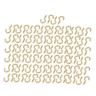 Harfington Uxcell 2.2mm Dia Thread 20mm Length Iron Brass Plated Self-Tapping Screw Hook 100pcs