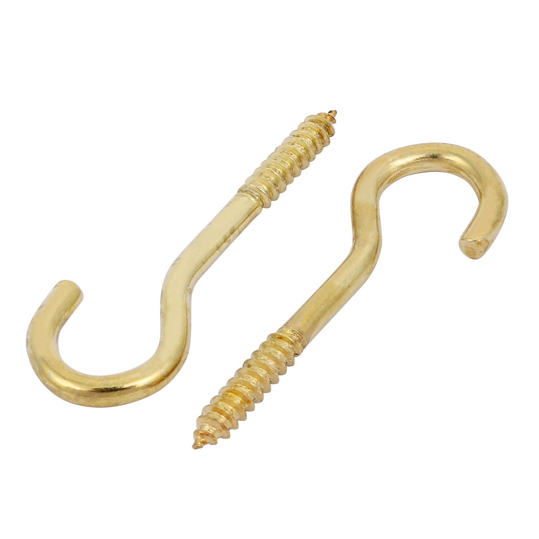 uxcell Uxcell 3.7mm Dia Thread 45mm Length Iron Brass Plated Self-Tapping Screw Hook 50pcs