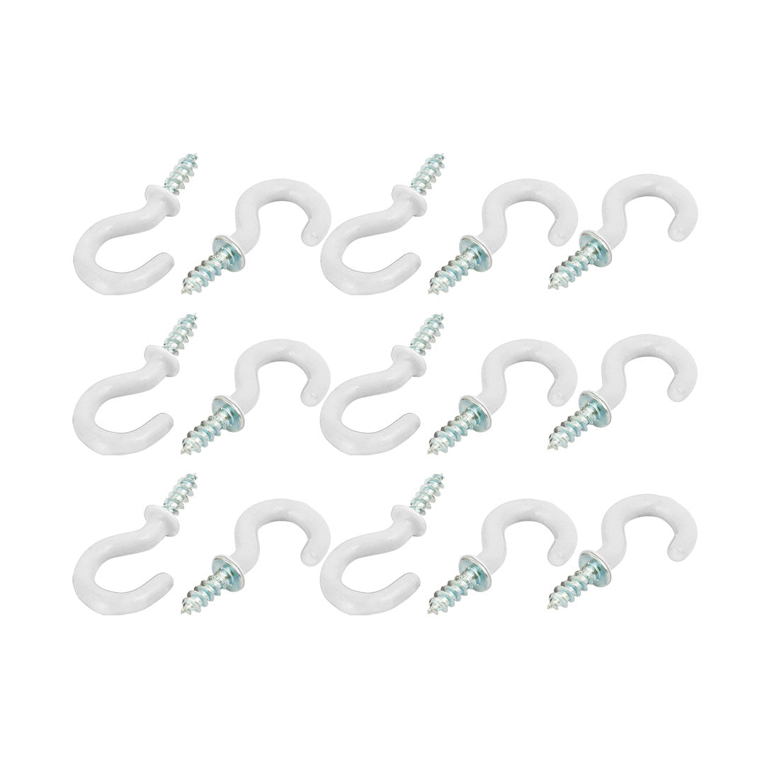 uxcell Uxcell 5/8 Inch Plastic Coated Screw-in Open Cup Ceiling Hooks Hangers White 15pcs