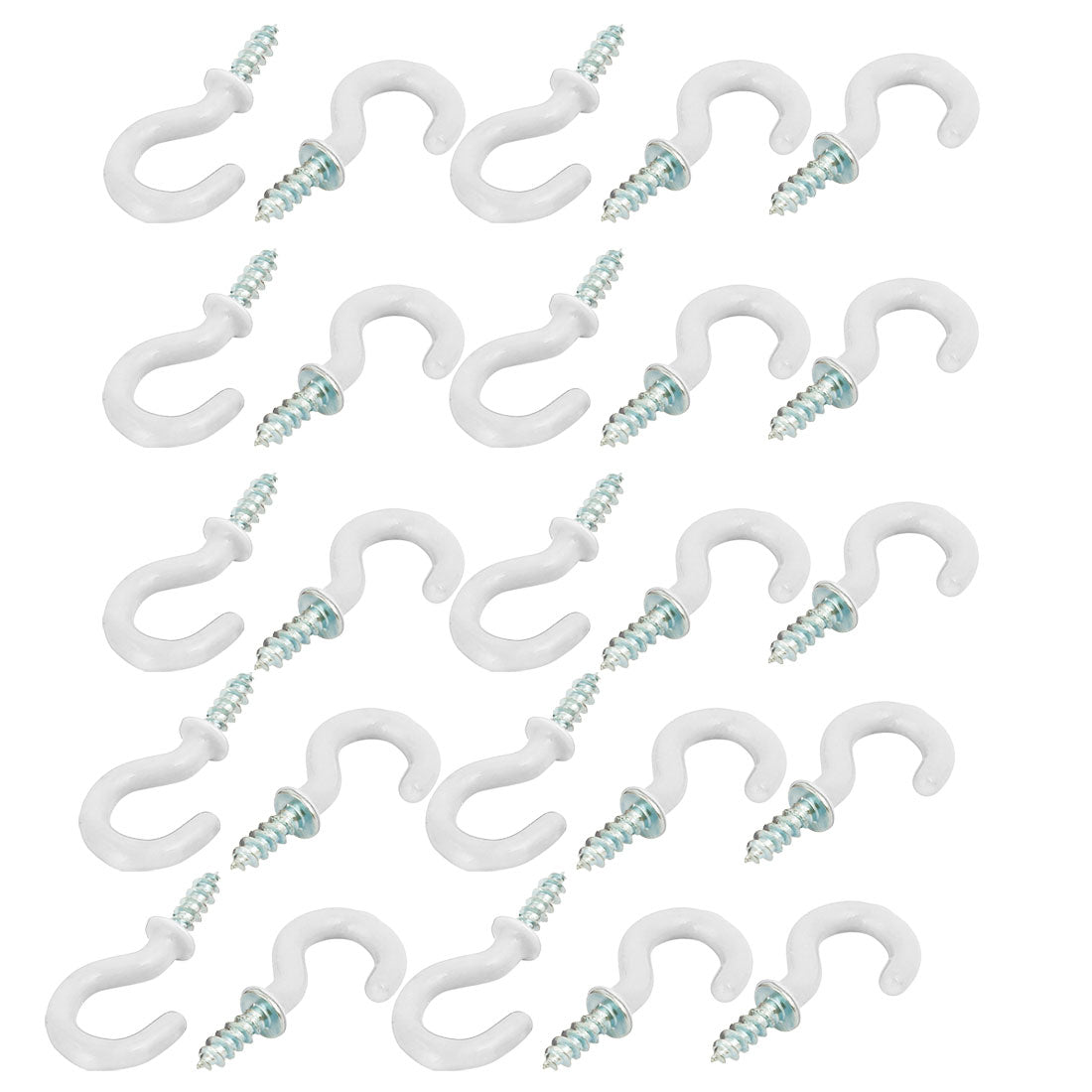 uxcell Uxcell 5/8 Inch Plastic Coated Screw-in Open Cup Ceiling Hooks Hangers White 25pcs