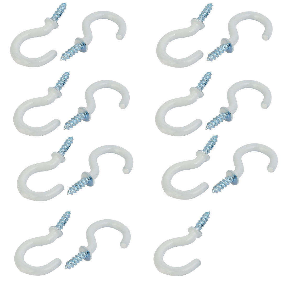 uxcell Uxcell 7/8 Inch Plastic Coated Screw-in Open Cup Ceiling Hooks Hangers White 15pcs