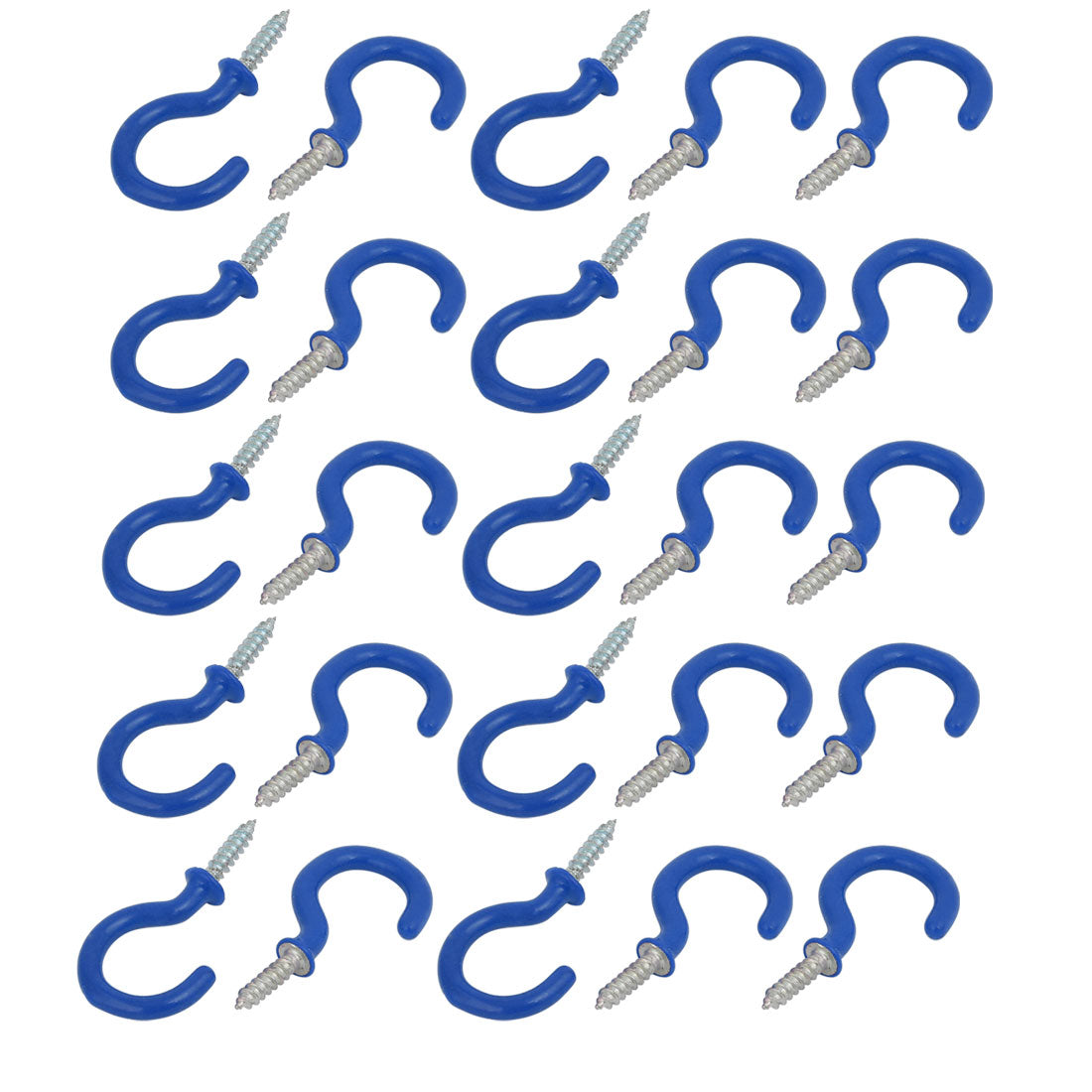 uxcell Uxcell 1 Inch Plastic Coated Screw-in Open Cup Ceiling Hooks Hangers Blue 25pcs