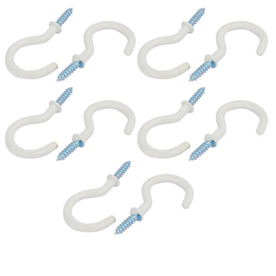 Harfington Uxcell 1-1/2 Inch Plastic Coated Screw-in Open Cup Ceiling Hooks Hangers White 10pcs