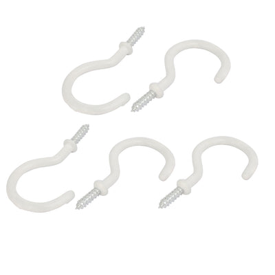 Harfington Uxcell 2 Inch Plastic Coated Screw-in Open Cup Ceiling Hooks Hangers White 5pcs