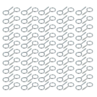 uxcell Uxcell 6.8mm Inner Dia 22mm Length Zinc Plated Self-Tapping Eye Screw Hook 100pcs