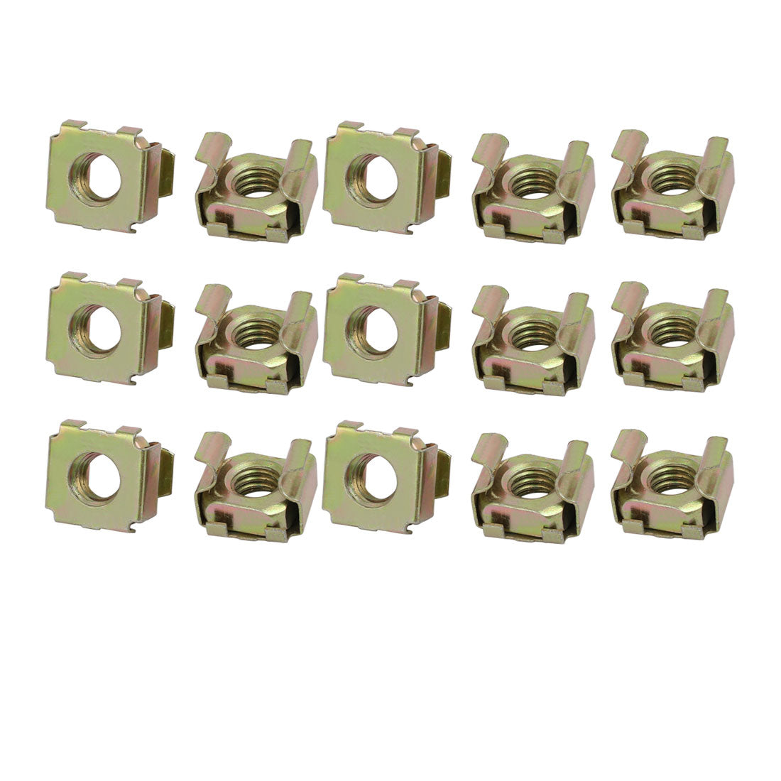 uxcell Uxcell 15pcs M8 Carbon Steel Captive Cage Nut Brass Tone for Server Shelf Cabinet