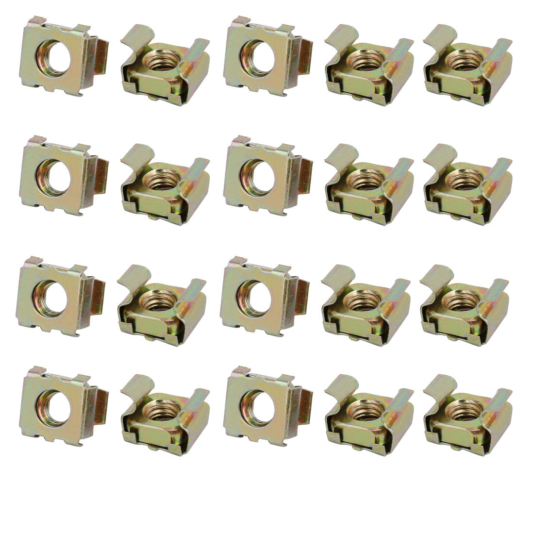 uxcell Uxcell 20pcs M6 Carbon Steel Captive Cage Nut Brass Tone for Server Shelf Cabinet