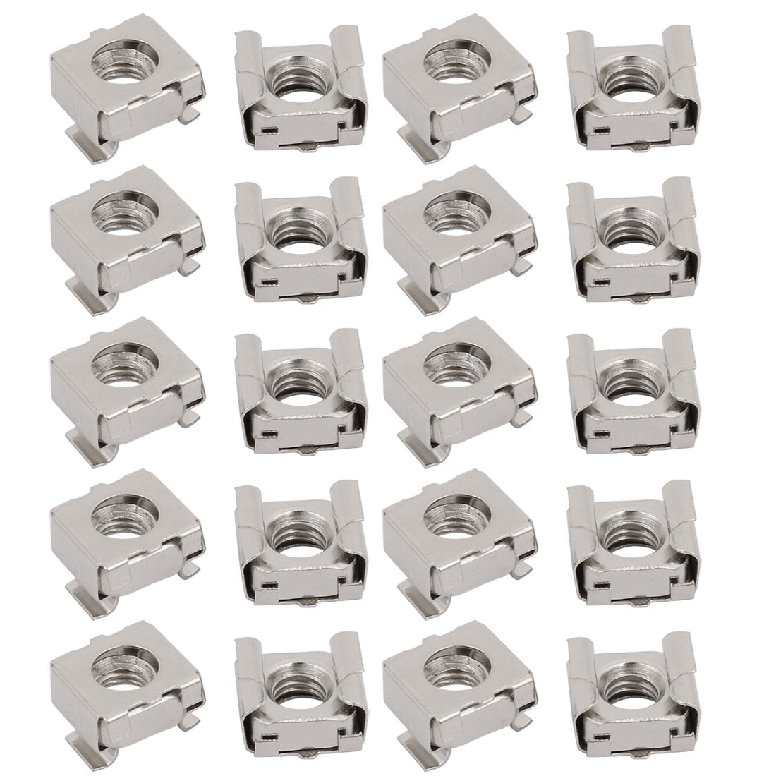 uxcell Uxcell 20pcs M6 Carbon Steel Nickle Plated Cage Nut for Server Shelf Cabinet