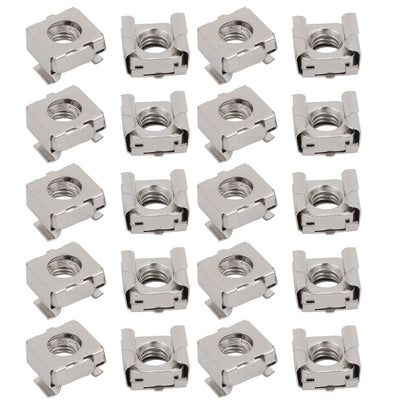Harfington Uxcell 20pcs M6 Carbon Steel Nickle Plated Cage Nut for Server Shelf Cabinet