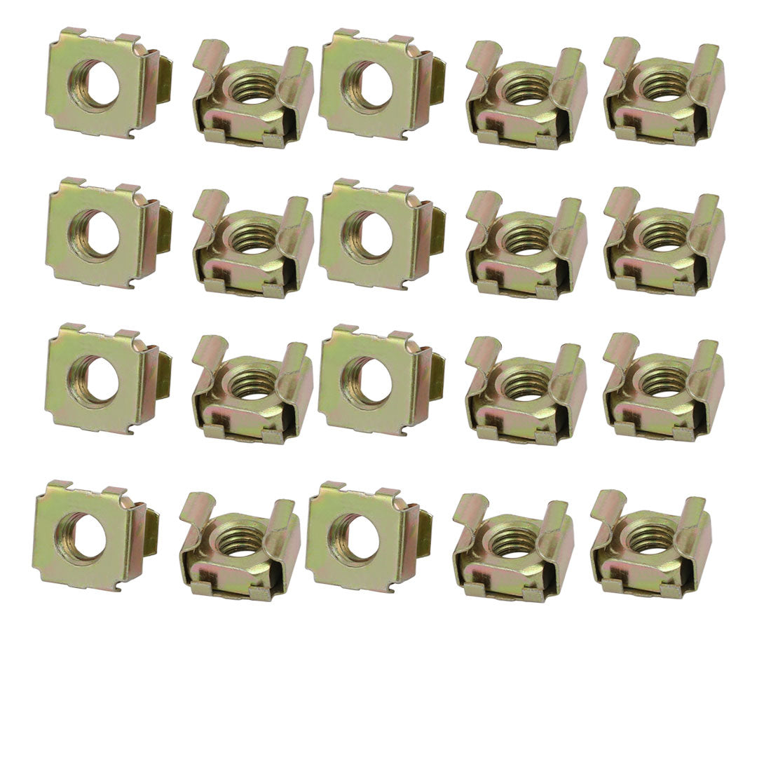 uxcell Uxcell 20pcs M8 Carbon Steel Captive Cage Nut Brass Tone for Server Shelf Cabinet