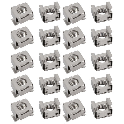 Harfington Uxcell 20pcs M6 Stainless Steel Cage Nut Silver Tone for Server Shelf Cabinet