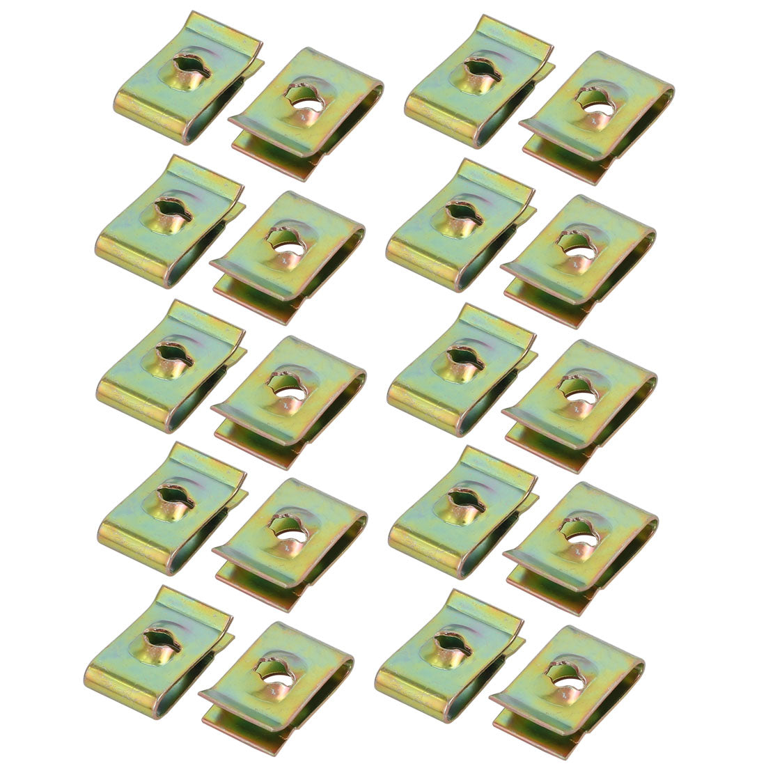 uxcell Uxcell 20pcs M4/ST4.0 Thread Size 65Mn Steel Zinc Plated Extruded U Nut Brass Tone