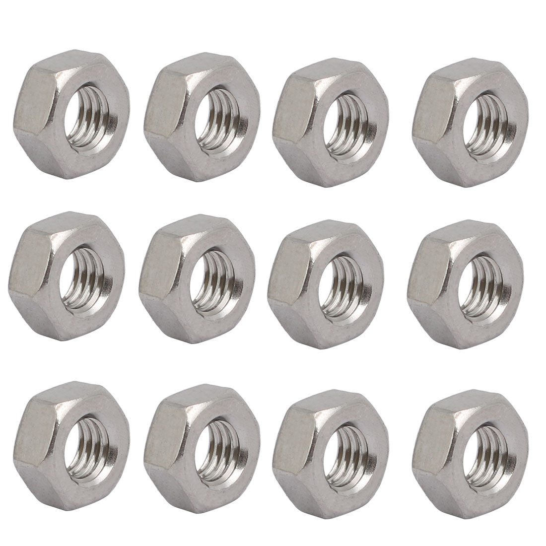 uxcell Uxcell 12pcs M6 x 1mm Pitch Metric Thread 304 Stainless Steel Left Hand Hex Nuts