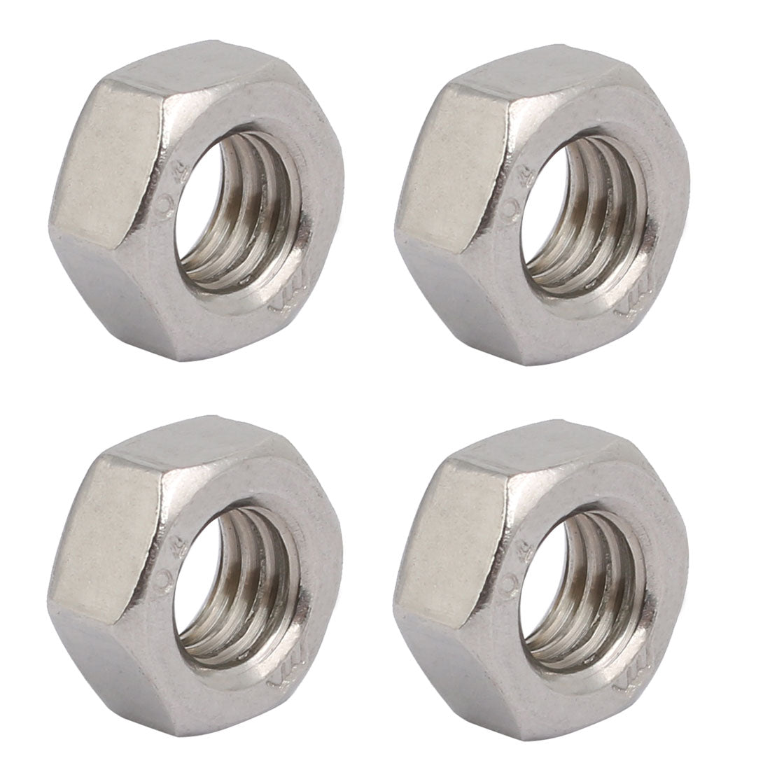 uxcell Uxcell 4pcs M8 x 1.25mm Pitch Metric Thread 201 Stainless Steel Left Hand Hex Nuts