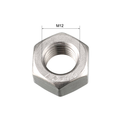 Harfington Uxcell Hex Nuts, M12x1.5 304 Stainless Steel Thread Hexagon Nut 12pcs