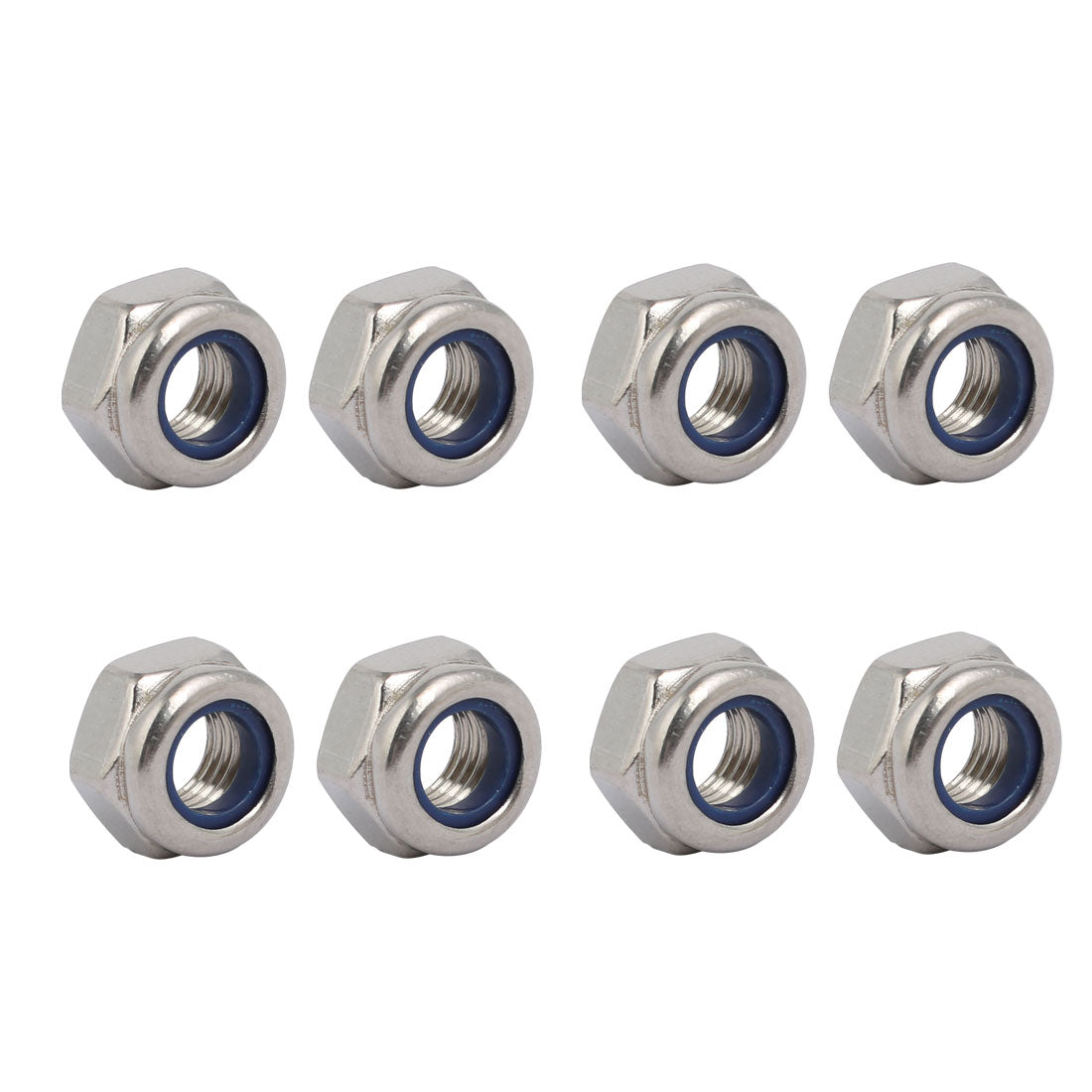 uxcell Uxcell 8pcs M8 x 1mm Pitch Metric Fine Thread 304 Stainless Steel Hex Lock Nuts
