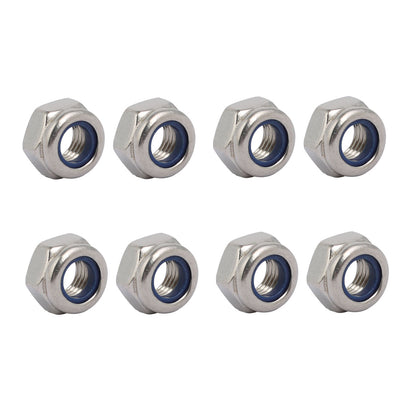 Harfington Uxcell 8pcs M8 x 1mm Pitch Metric Fine Thread 304 Stainless Steel Hex Lock Nuts