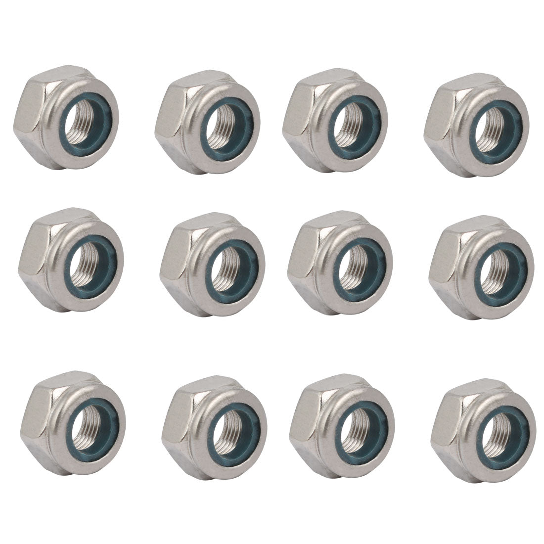 uxcell Uxcell 12pcs M10 x 1mm Pitch Metric Fine Thread 304 Stainless Steel Hex Lock Nuts