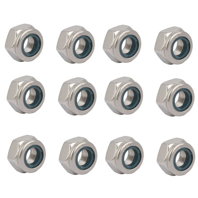 Harfington Uxcell 12pcs M10 x 1mm Pitch Metric Fine Thread 304 Stainless Steel Hex Lock Nuts