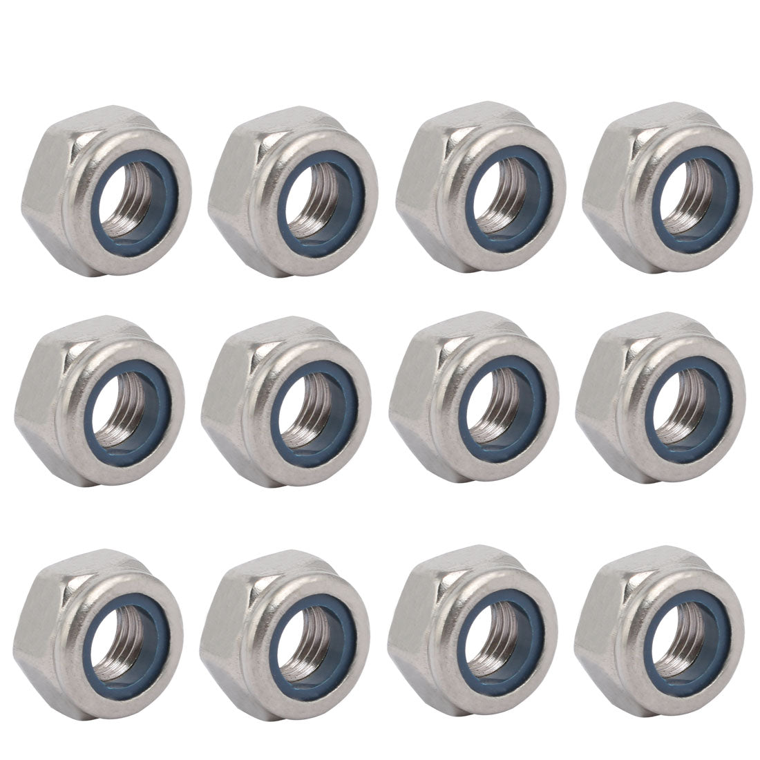uxcell Uxcell 12pcs M10 x 1.25mm Pitch Metric Fine Thread 304 Stainless Steel Hex Lock Nuts