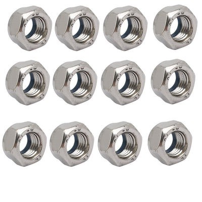 Harfington Uxcell 12pcs M12 x 1.5mm Pitch Metric Fine Thread 304 Stainless Steel Hex Lock Nuts