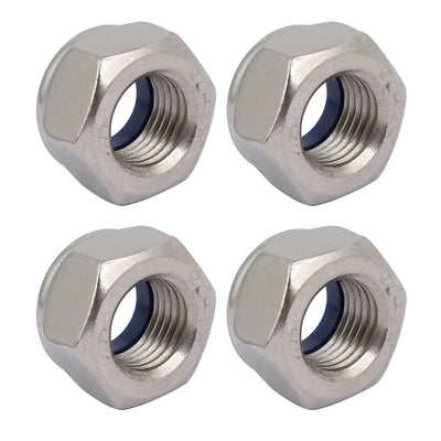 uxcell Uxcell 4pcs M14 x 1.5mm Pitch Metric Fine Thread 304 Stainless Steel Hex Lock Nuts