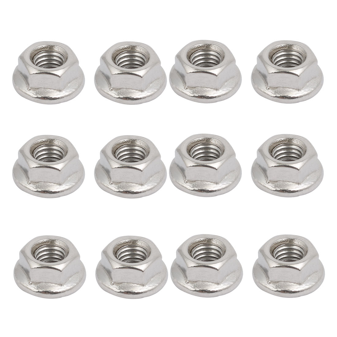 uxcell Uxcell 12pcs M6x1mm Pitch Metric Thread 304 Stainless Steel Left Hand Hex Flange Nut